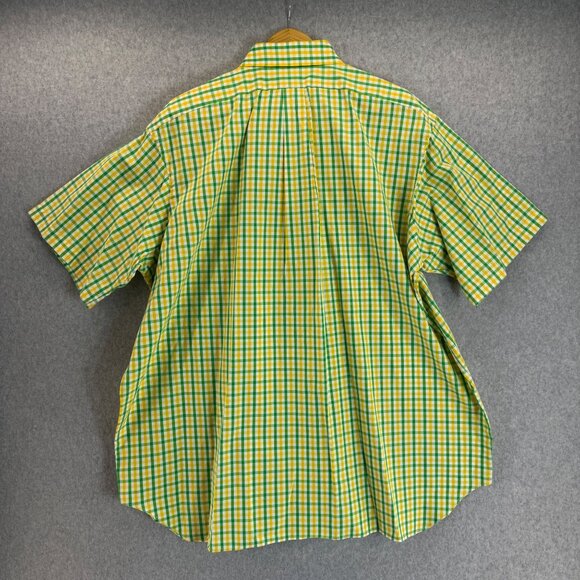 Maus & Hoffman Mens XXL Green‎ Yellow Gingham Short Sleeve Cotton Shirt Buttoned - Picture 12 of 15